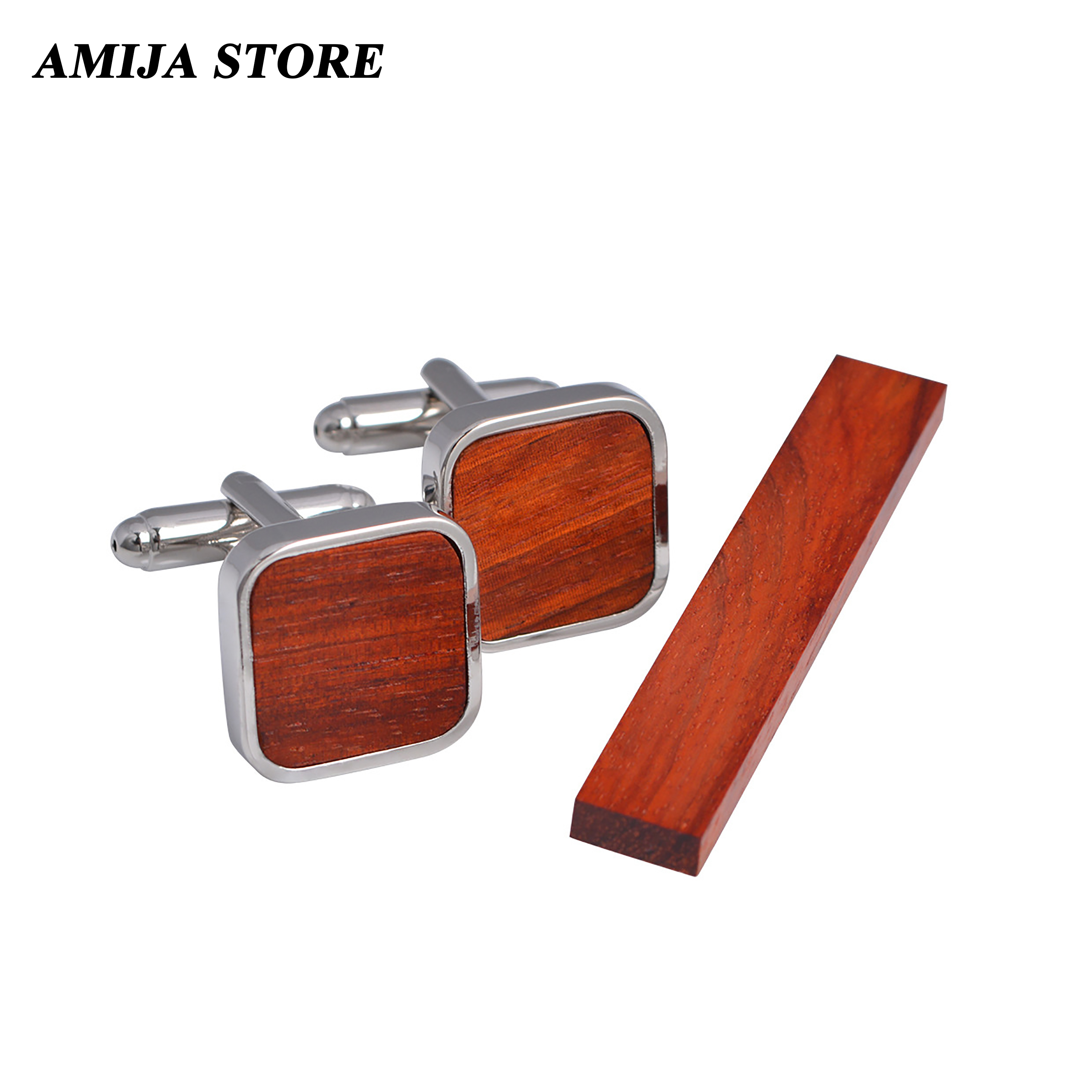 High Quality Wooden Cufflinks  - Tie Bar Set Gift avaliação e preço