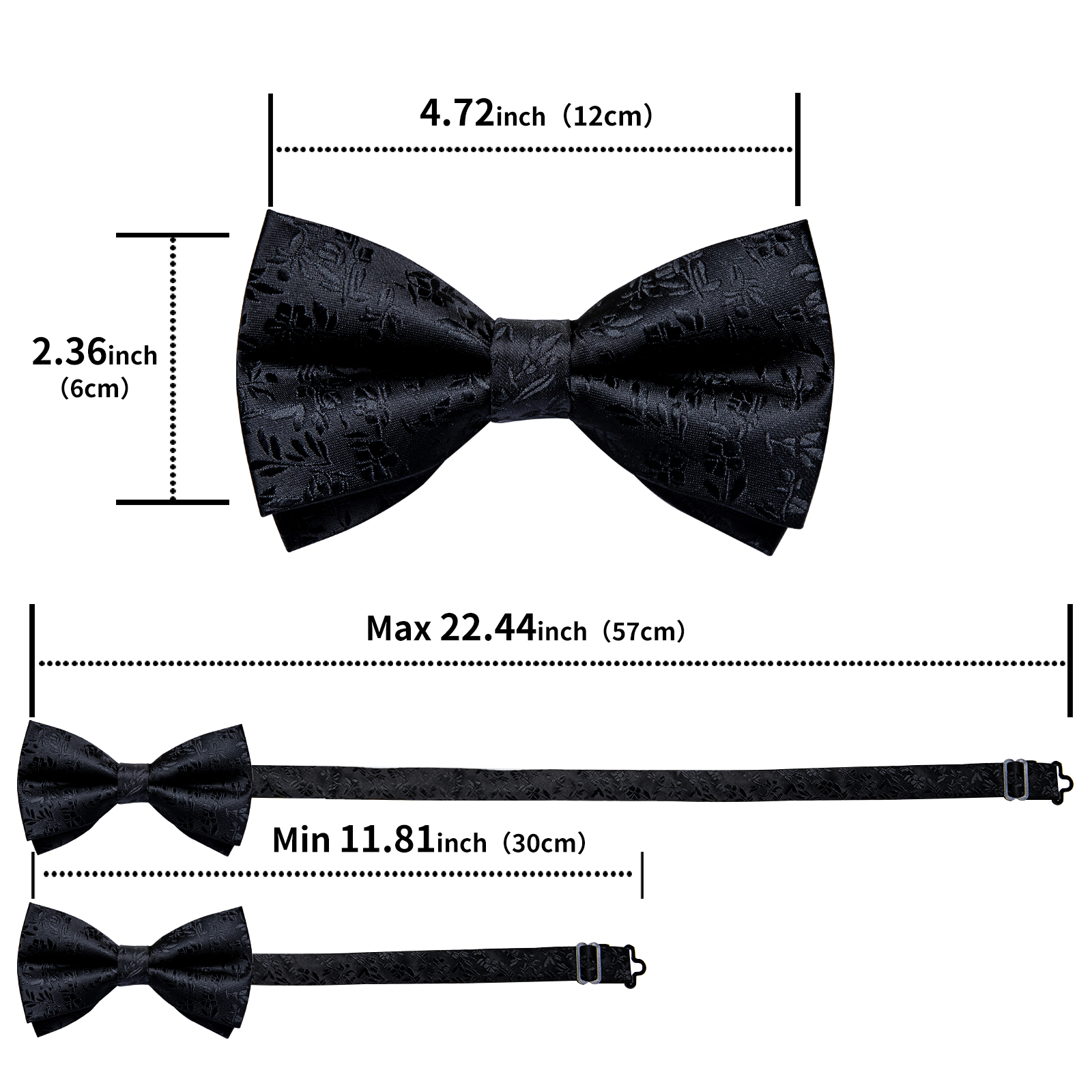 4Pcs Black Solid Floral Men's  - Bow Tie Pre Tied avaliação e preço