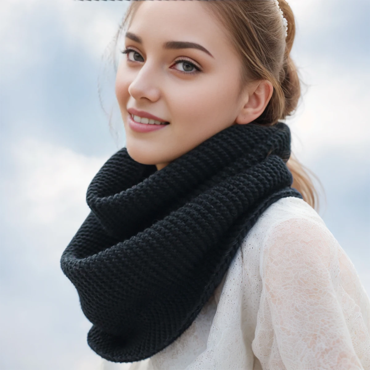 New Winter Scarf Women Infinit - Infinity Scarf Knit avaliação e preço
