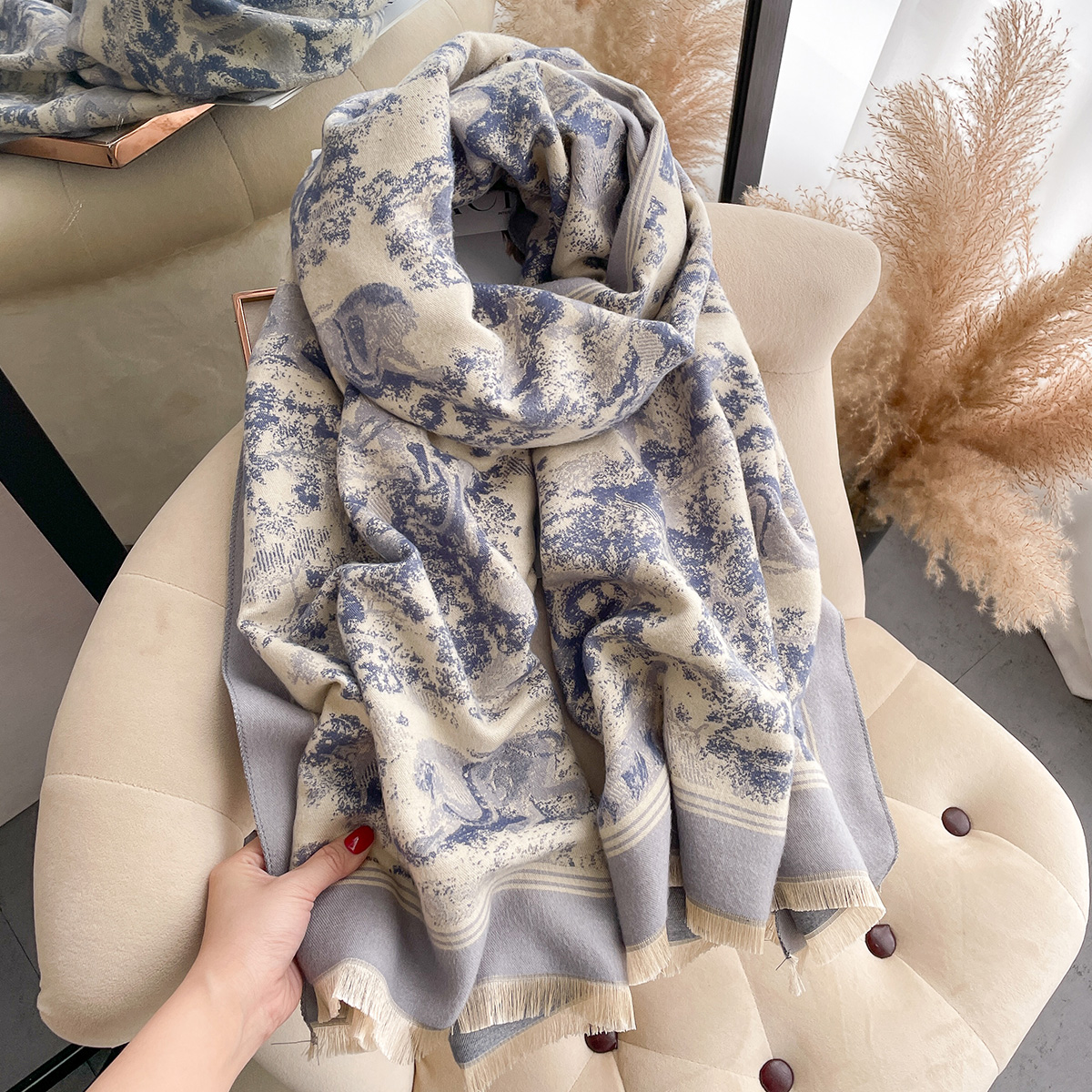 Luxury Winter Cashmere Scarf W - Woven Scarf Blanket avaliação e preço