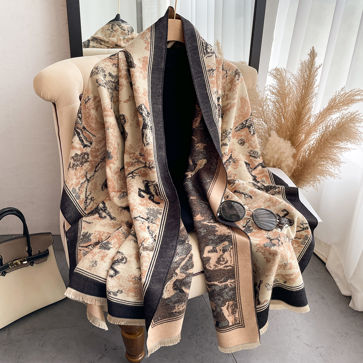 Luxury Winter Cashmere Scarf W - Woven Scarf Blanket avaliação e preço