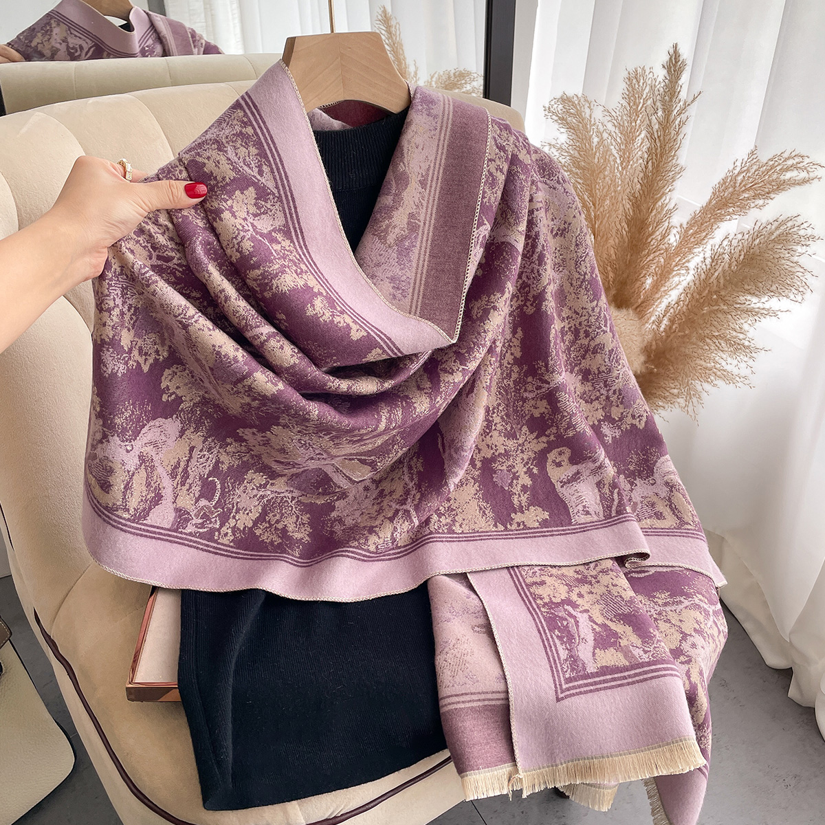 Luxury Winter Cashmere Scarf W - Woven Scarf Blanket avaliação e preço