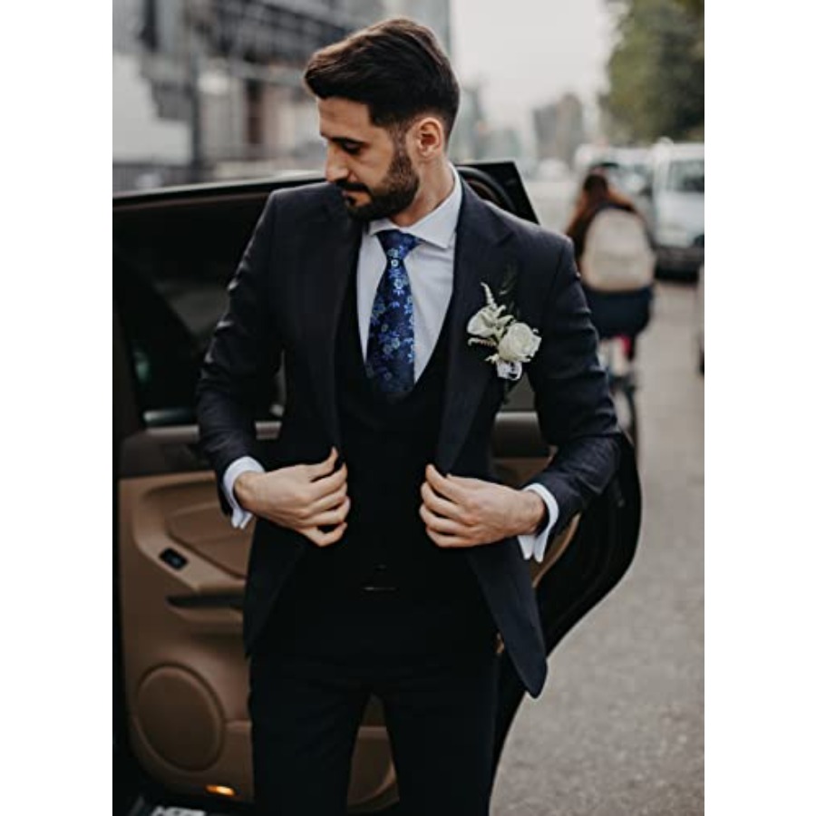 Men Floral Ties Woven Classic  - Pocket Square Set avaliação e preço