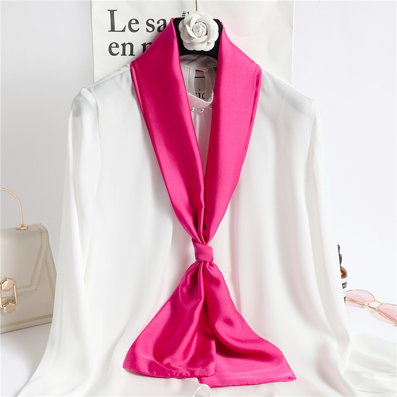 Red Solid Color Long Silk Scar - Ascot Neck Scarf avaliação e preço