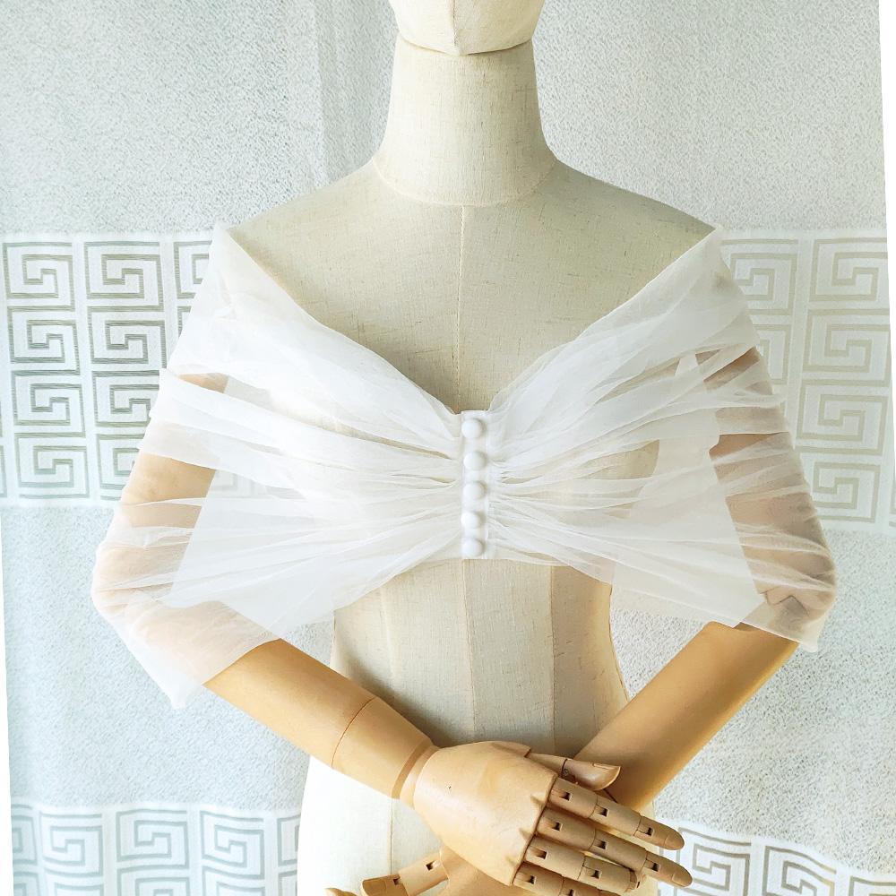 Women Pleated Tulle Sheer Wrap - Stole Wedding Shawl avaliação e preço