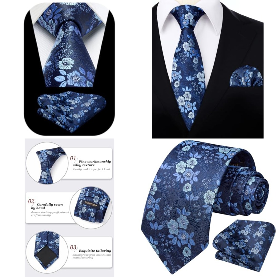 Extra Long Ties for Men Classi - Pocket Square Set avaliação e preço