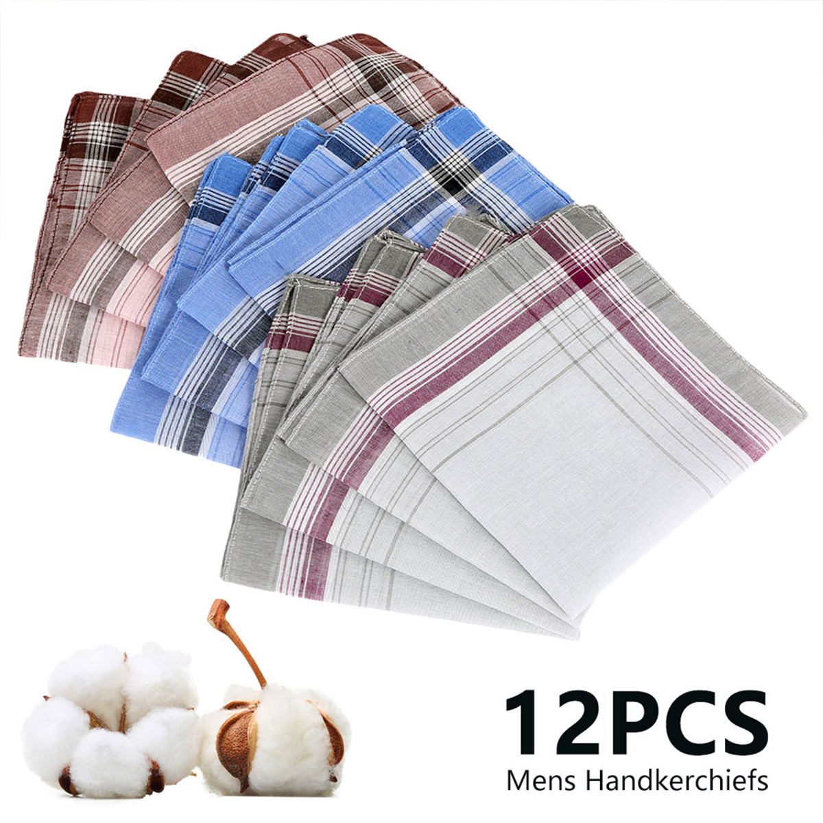 12Pcs Pure Cotton Men's Handke - Handkerchief Cotton Men avaliação e preço