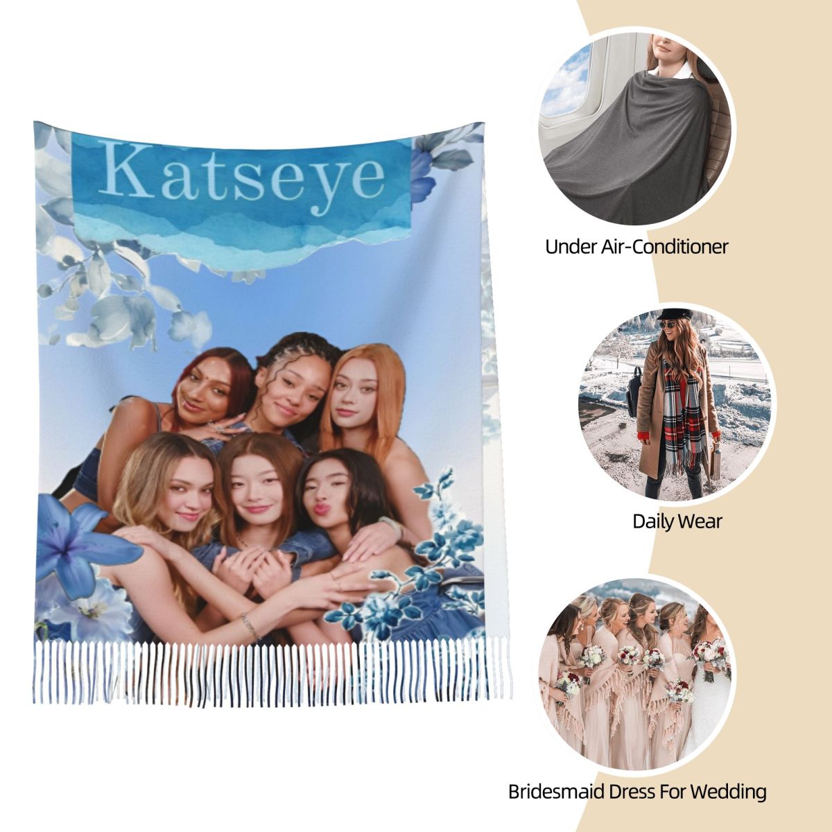 Katseye Kpop Scarf for Women W - Pashmina Wrap Large avaliação e preço