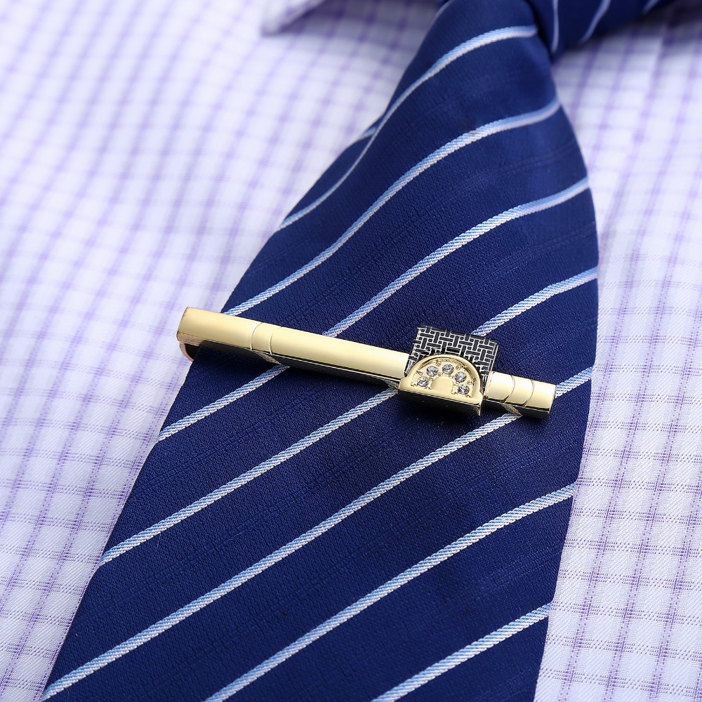 Gold Tone Cufflinks Tie Bar Se - Tie Bar Set Gift avaliação e preço