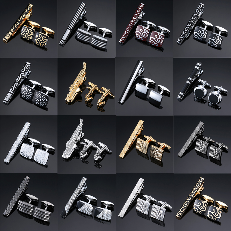 High Quality Cuff links neckti - Tie Bar Set Gift avaliação e preço