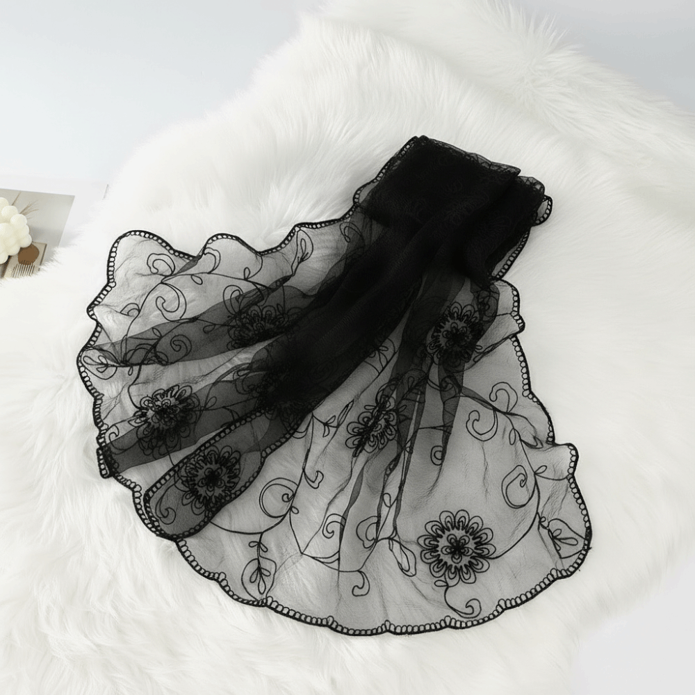 Lace Scarf Embroidered Floral  - Stole Wedding Shawl avaliação e preço