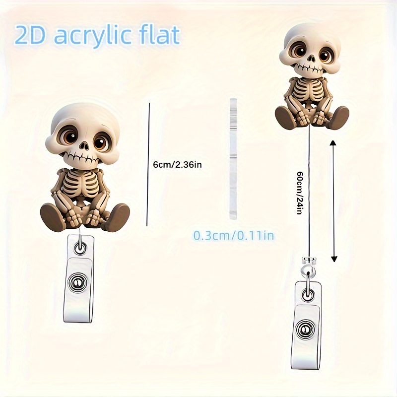 2D Flat, Acrylic Dazed Skull H - Lanyard Badge Holder avaliação e preço