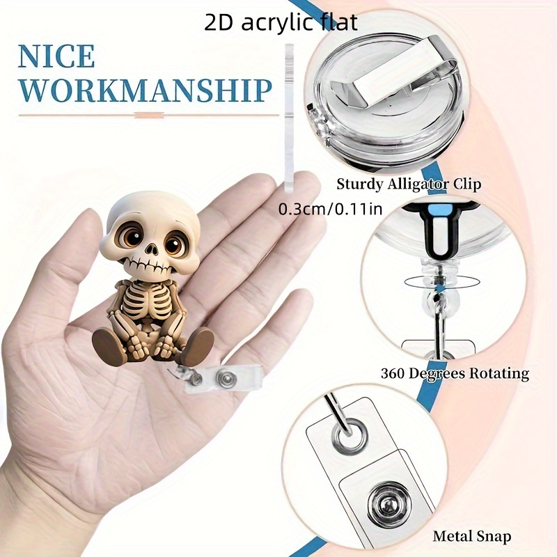 2D Flat, Acrylic Dazed Skull H - Lanyard Badge Holder avaliação e preço