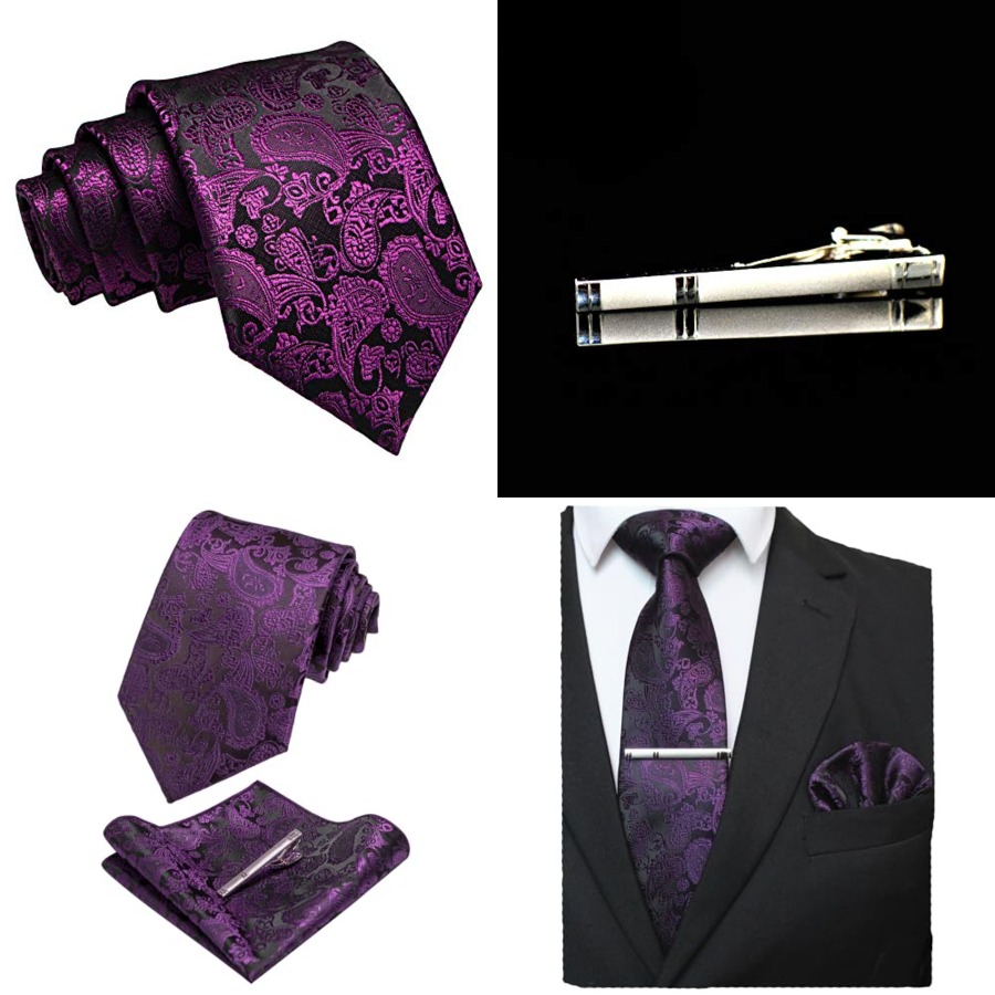 Mens Solid Color Paisley Neckt - Pocket Square Set avaliação e preço