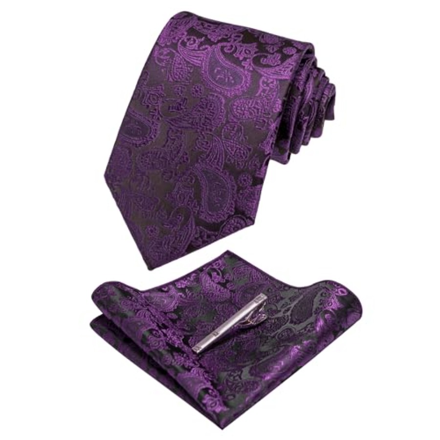 Mens Solid Color Paisley Neckt - Pocket Square Set avaliação e preço