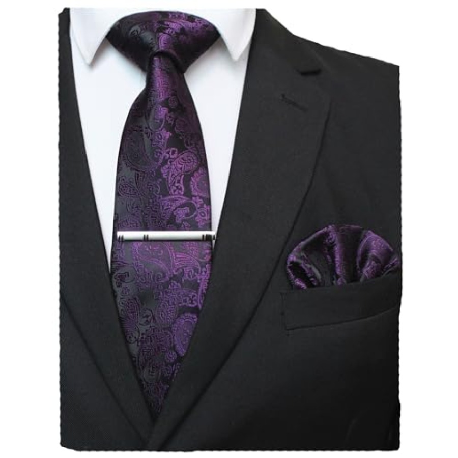 Mens Solid Color Paisley Neckt - Pocket Square Set avaliação e preço